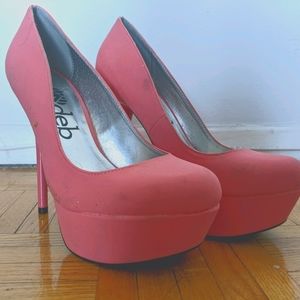 Suede Pink Heels Pumps Size 7